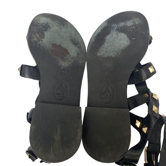 ASH Pacific Gladiator Sandals Size 6 Black Studded Strappy Womens Flats - Picture 10 of 16